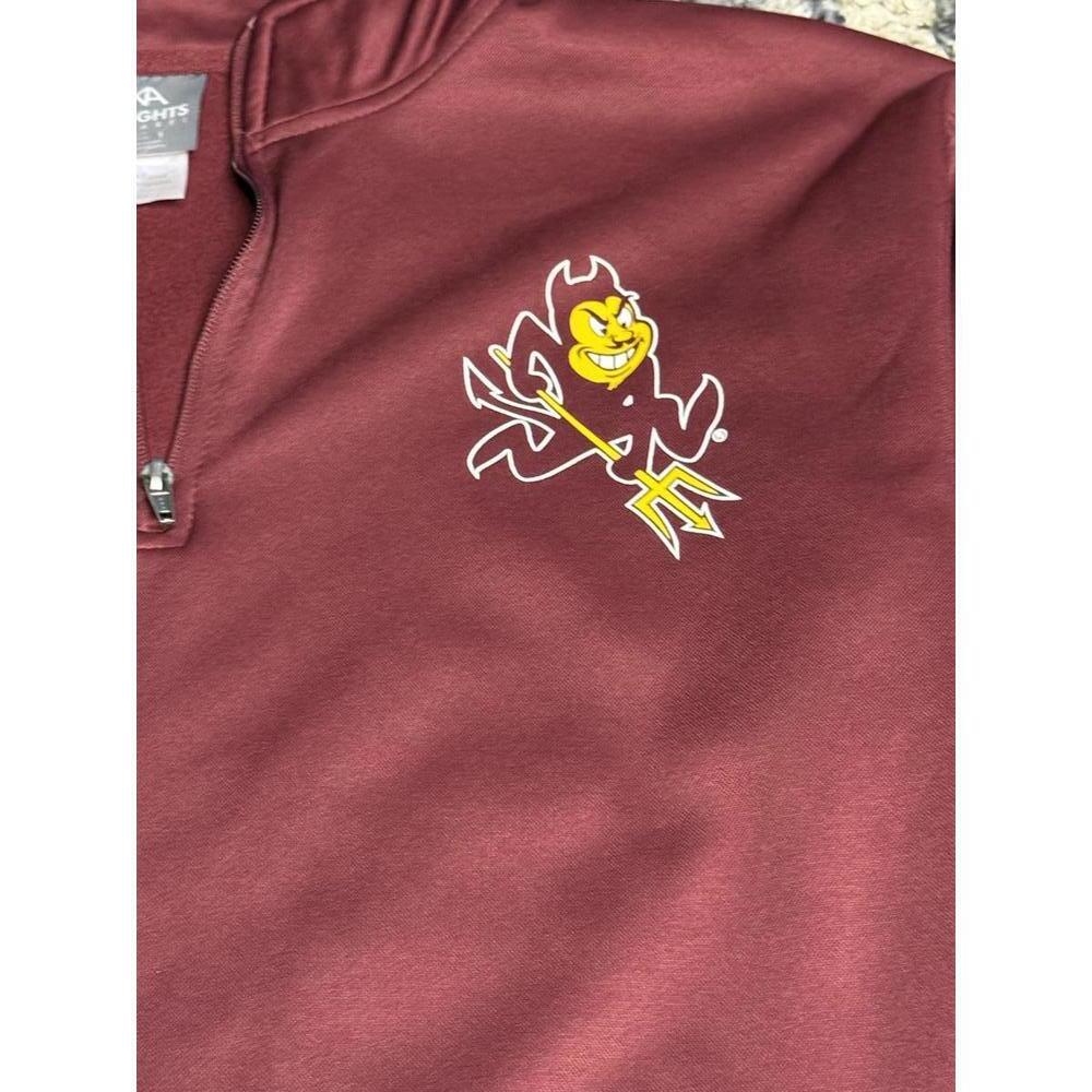 ASU Sun Devils Knights Apparel Maroon Quarter Zip Pullover Sweatshirt L - Picture 2 of 7